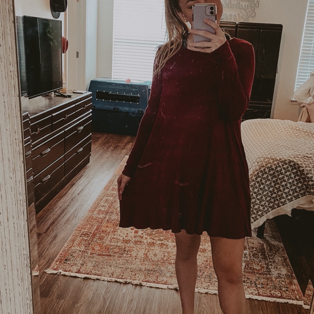 fun maroon long sleeve dress